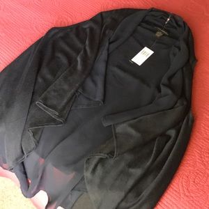 Knit and Chiffon Drape Front Vest